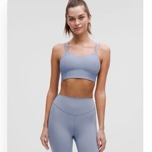 Lululemon Like A Cloud Ribbed Longline Sports Bra Blue Willow Size 6